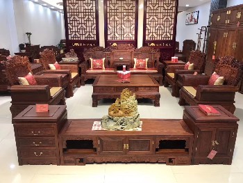 品質之選 福林堂紅木11件套大果紫檀緬甸花梨木沙發，客廳的東方雅韻